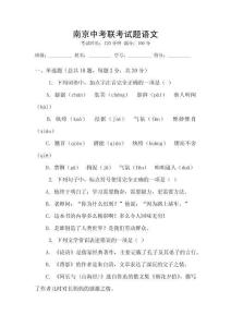 南京中考聯(lián)考試題語(yǔ)文