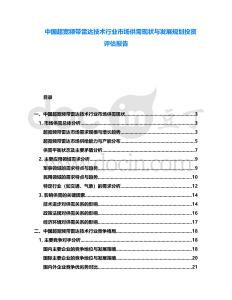 中國超寬頻帶雷達技術行業市場供需現狀與發展規劃投資評估報告