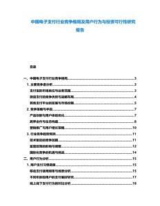 中國電子支付行業(yè)競爭格局及用戶行為與投資可行性研究報告