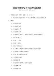 2026年城市安全與應(yīng)急管理試題