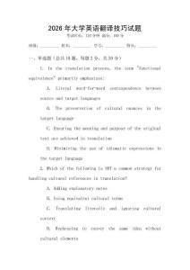 2026年大學英語翻譯技巧試題