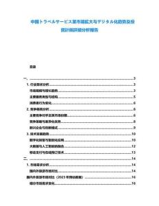 中國トラベルサービス業(yè)市場拡大與デジタル化趨勢及投資計畫詳細分析報告
