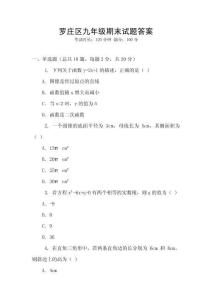 羅莊區九年級期末試題答案