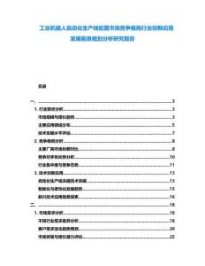 工業(yè)機(jī)器人自動(dòng)化生產(chǎn)線配置市場(chǎng)競(jìng)爭(zhēng)格局行業(yè)創(chuàng)新應(yīng)用發(fā)展前景規(guī)劃分析研究報(bào)告