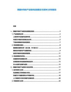 韓國半導體產業鏈供應鏈整合與競爭力評測報告