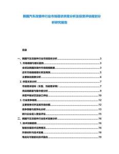 韓國汽車改裝件行業(yè)市場現(xiàn)狀供需分析及投資評估規(guī)劃分析研究報告
