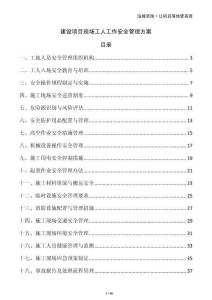 建設(shè)項目現(xiàn)場工人工作安全管理方案