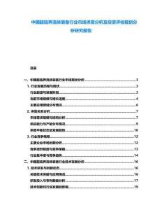 中國超臨界流體裝備行業市場供需分析及投資評估規劃分析研究報告