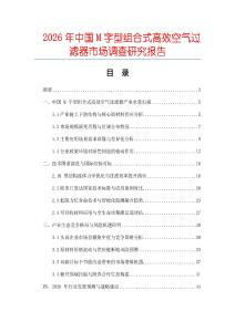 2026年中國M字型組合式高效空氣過濾器市場調查研究報告