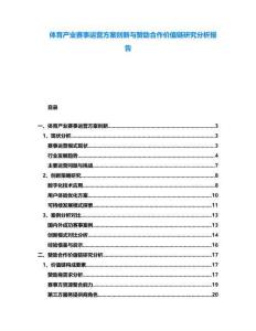 體育產業賽事運營方案創新與贊助合作價值鏈研究分析報告
