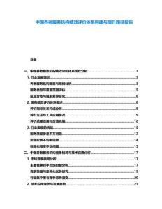 中國(guó)養(yǎng)老服務(wù)機(jī)構(gòu)績(jī)效評(píng)價(jià)體系構(gòu)建與提升路徑報(bào)告