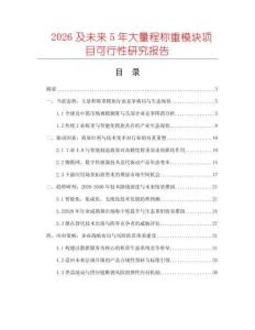 2026及未來5年大量程稱重模塊項目可行性研究報告