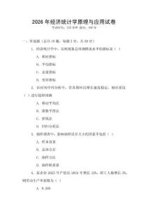 2026年經(jīng)濟統(tǒng)計學(xué)原理與應(yīng)用試卷