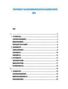 碳中和背景下光伏發電儲能系統成本優化與政策紅利研究報告