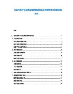 行業(yè)電商平臺品牌發(fā)展策略研究及全網(wǎng)營銷體系創(chuàng)新運營報告