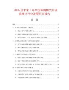 2026及未來5年中國玻璃棒式水銀溫度計行業發展研究報告