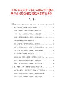 2026年及未來5年內中國雙卡式修補器行業投資前景及策略咨詢研究報告