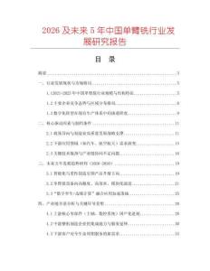 2026及未來5年中國單臂銑行業發展研究報告