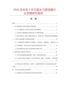 2026及未來(lái)5年中國(guó)水力旋流器行業(yè)發(fā)展研究報(bào)告