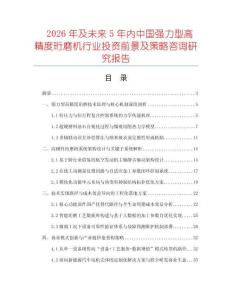 2026年及未來5年內(nèi)中國強(qiáng)力型高精度珩磨機(jī)行業(yè)投資前景及策略咨詢研究報告