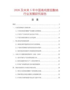 2026及未來5年中國高純度硅酸納行業發展研究報告