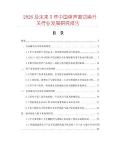2026及未來5年中國單聲道切換開關(guān)行業(yè)發(fā)展研究報告