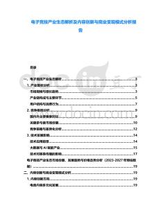 電子競(jìng)技產(chǎn)業(yè)生態(tài)解析及內(nèi)容創(chuàng)新與商業(yè)變現(xiàn)模式分析報(bào)告