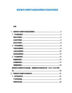 智慧城市大數據平臺建設運營模式與效益評估報告