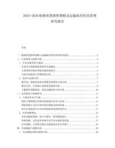 2025-2030鐵路客票銷售策略及運(yùn)輸組織優(yōu)化管理研究報告