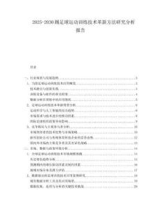 2025-2030踢足球运动训练技术革新方法研究分析报告