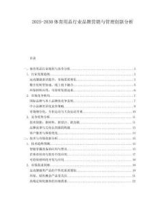 2025-2030體育用品行業(yè)品牌營(yíng)銷與管理創(chuàng)新分析