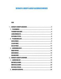 智慧城市大數據平臺建設與運營模式創新報告