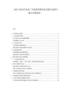 2025-2030礦泉水廣告投放效果評(píng)估及媒介選擇與數(shù)字營(yíng)銷投資