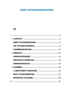 互聯(lián)網(wǎng)廣告平臺(tái)技術(shù)升級(jí)投融分析方案書