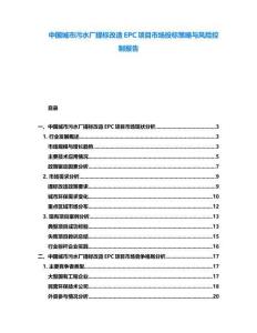中國城市污水廠提標(biāo)改造EPC項(xiàng)目市場(chǎng)投標(biāo)策略與風(fēng)險(xiǎn)控制報(bào)告
