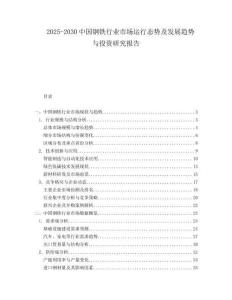 2025-2030中國(guó)鋼鐵行業(yè)市場(chǎng)運(yùn)行態(tài)勢(shì)及發(fā)展趨勢(shì)與投資研究報(bào)告