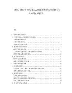 2025-2030中國(guó)民用無(wú)人機(jī)遙感測(cè)繪技術(shù)創(chuàng)新與行業(yè)應(yīng)用實(shí)踐報(bào)告