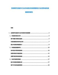 互聯網節目制作行業市場需求深度理解及行業競爭結構發展趨勢報告