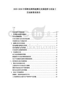 2025-2030中國鋰電銅箔超薄化發展趨勢與設備工藝創新需求報告