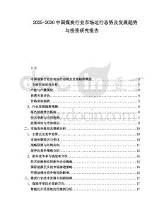 2025-2030中國煤炭行業(yè)市場運行態(tài)勢及發(fā)展趨勢與投資研究報告