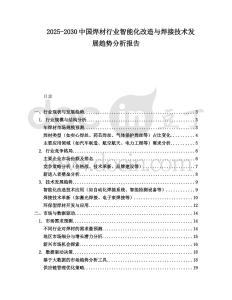 2025-2030中國(guó)焊材行業(yè)智能化改造與焊接技術(shù)發(fā)展趨勢(shì)分析報(bào)告