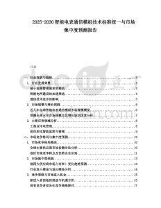 2025-2030智能電表通信模組技術(shù)標(biāo)準(zhǔn)統(tǒng)一與市場集中度預(yù)測報(bào)告