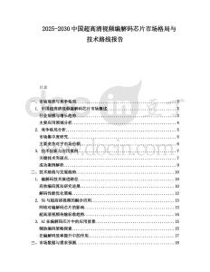 2025-2030中國超高清視頻編解碼芯片市場格局與技術路線報告