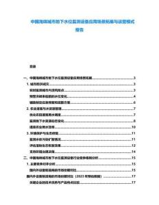 中國(guó)海綿城市地下水位監(jiān)測(cè)設(shè)備應(yīng)用場(chǎng)景拓展與運(yùn)營(yíng)模式報(bào)告