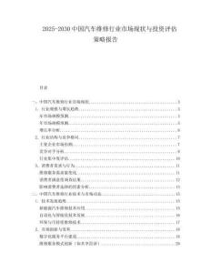 2025-2030中國汽車維修行業(yè)市場現(xiàn)狀與投資評估策略報告