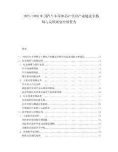 2025-2030中國汽車半導(dǎo)體芯片供應(yīng)產(chǎn)業(yè)鏈競爭格局與發(fā)展規(guī)劃分析報告