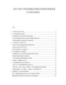 2025-2030中國區塊鏈技術服務實體經濟落地場景可行性評估報告