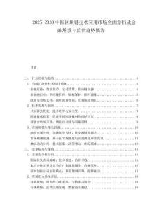 2025-2030中國區塊鏈技術應用市場全面分析及金融場景與監管趨勢報告
