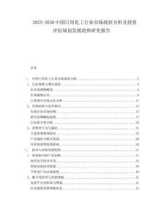 2025-2030中國日用化工行業市場現狀分析及投資評估規劃發展趨勢研究報告