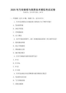 2025年汽車維修與保養(yǎng)技術(shù)模擬考試試卷